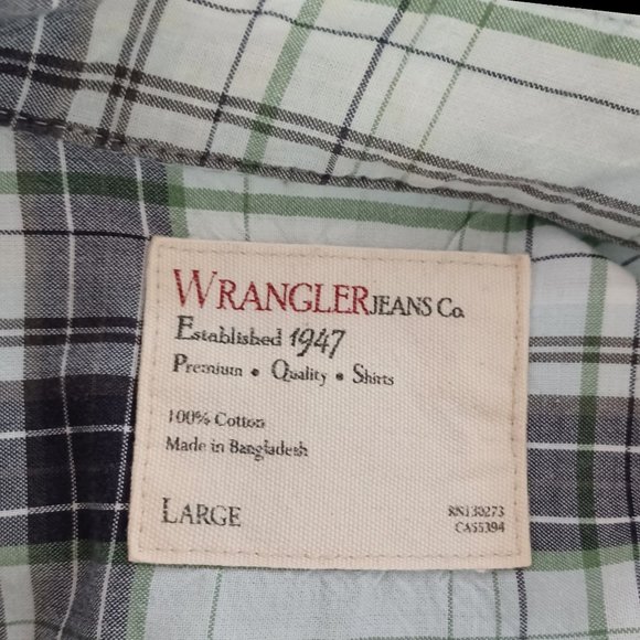 WRANGLER • men's LARGE plaid shirt Western button down cowboy rodeo country - Picture 5 of 7